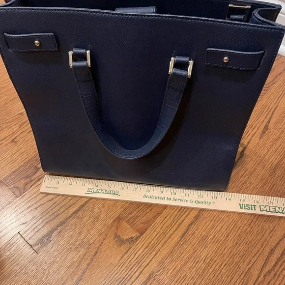 White House Black Market Navy Tote with Gold-Tone Hardware - Picture 8 of 9